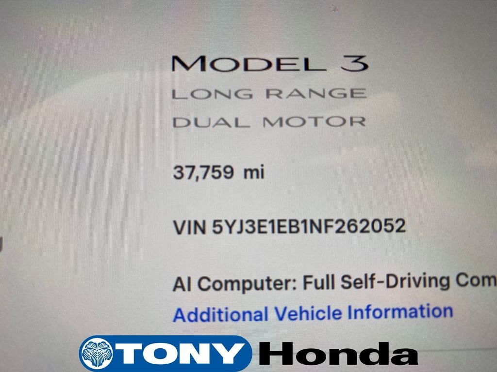 2022 Tesla Model 3 Long Range